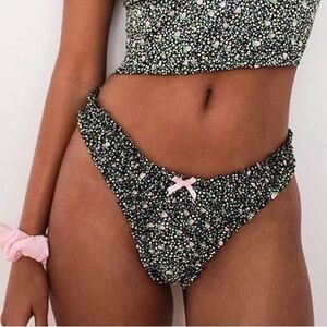 For Love And Lemons Farrah High Waist Thong Black Floral